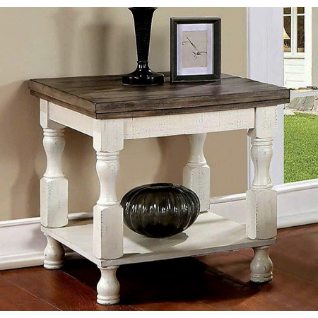 Calandra : Bàn End , Đôn Trang Trí ( Trắng + Xám Khói )